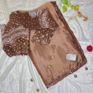 Copper Rust Handcrafted Border Crepe Saree