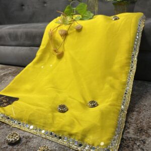 Elegant Mustard Yellow Saree with handwork Border