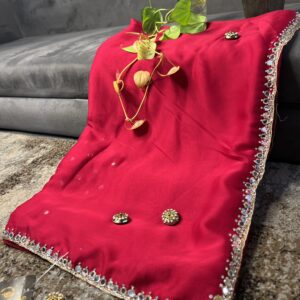 Elegant Rani Pink Saree with handwork Border