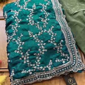 Forest Green Fendi Handcrafted Saree