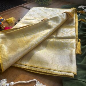 Yellow Silk Woven Saree