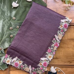 Dusty Purple Crush Onyx Saree with Resham Border