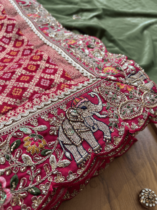 Magenta Rani Khaddi Georgette Saree - Image 2