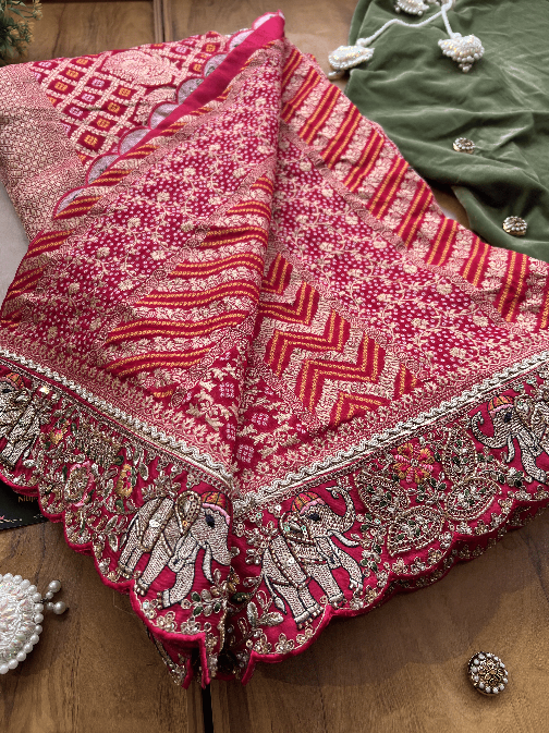 Magenta Rani Khaddi Georgette Saree - Image 3