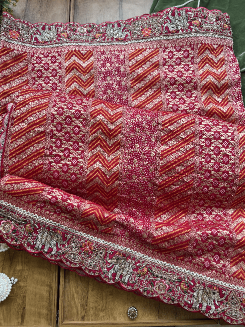 Magenta Rani Khaddi Georgette Saree - Image 6