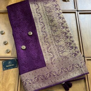 Purple Self Design Silk Saree
