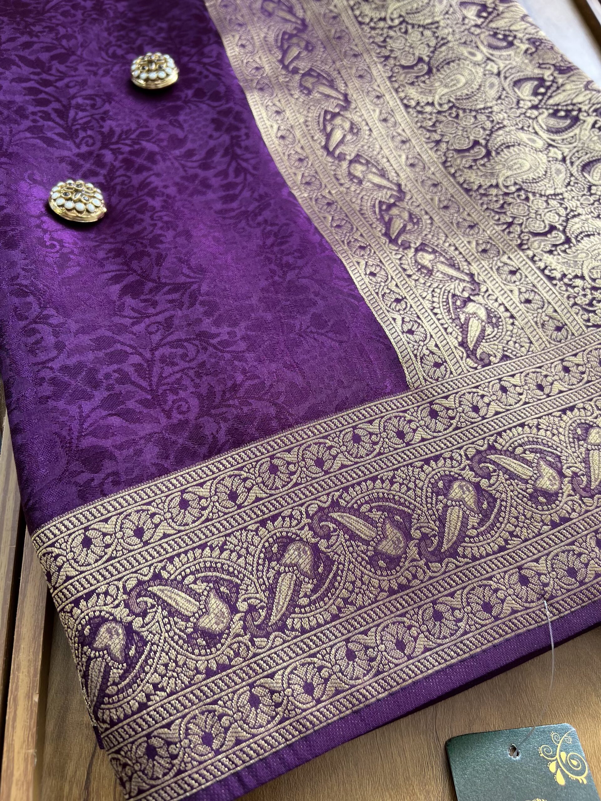 Purple Self Design Silk Saree - Image 2