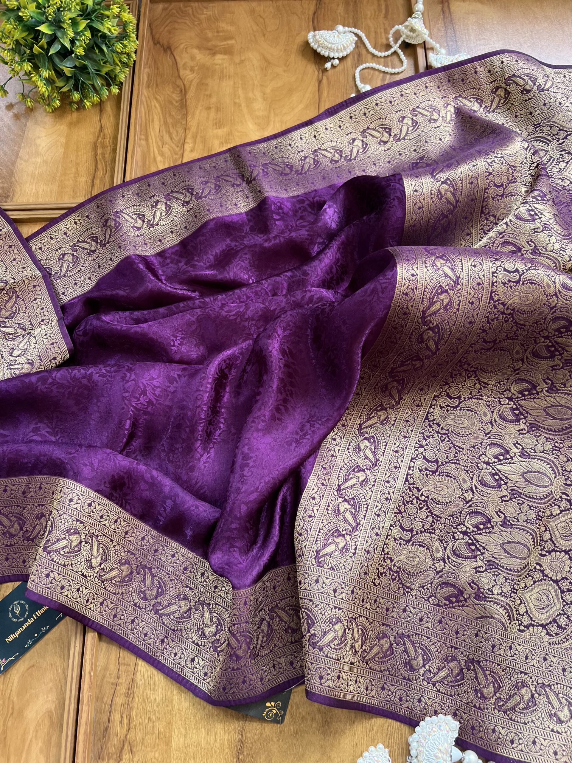 Purple Self Design Silk Saree - Image 5