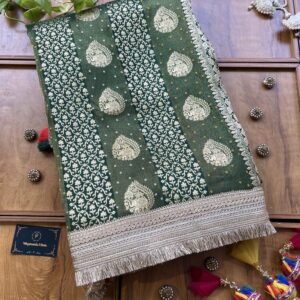 Green Ho Silk Saree with Maharani Lace Border