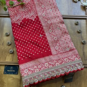 Red Dola Silk Bride's Saree with Heavy Aanchal