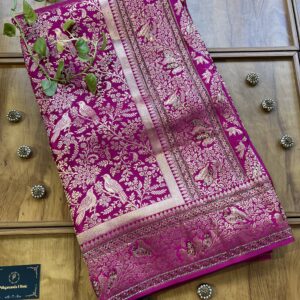 Orchid Satin Silk Khaddi Work Saree with Sparrow Artwork