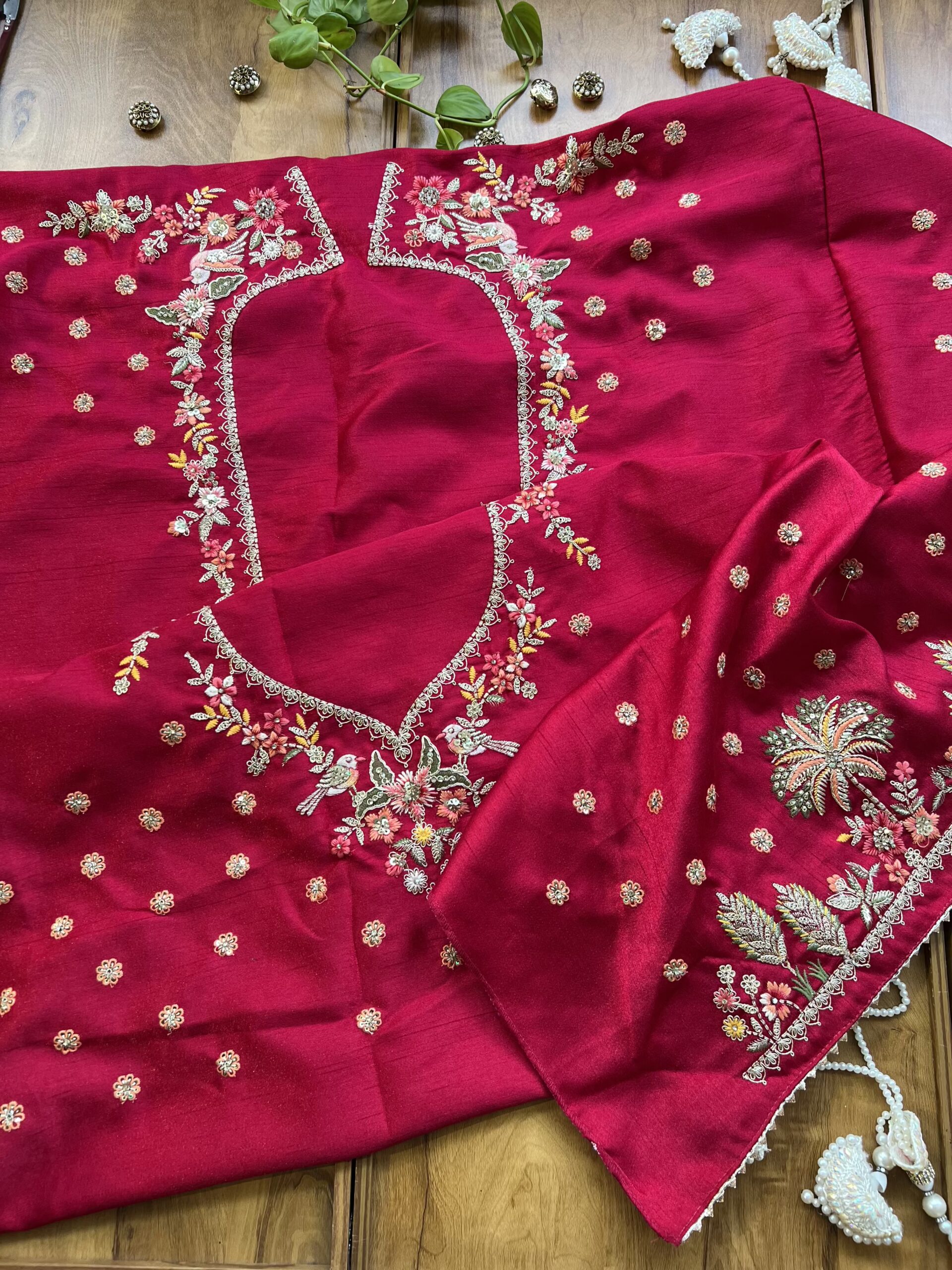 Mustard Yellow Cosmos Silk Saree with 3D Village Artwork Border - Image 5
