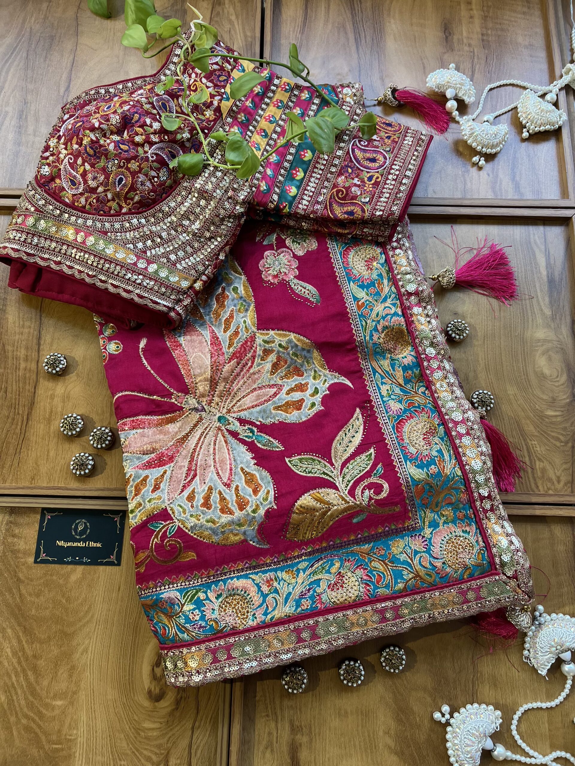Rani Maheshwari Silk Khaddi Rangkaat Saree with Stitched Blouse