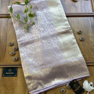 Lavender Gold Silk Motifs Artwork Woven Saree
