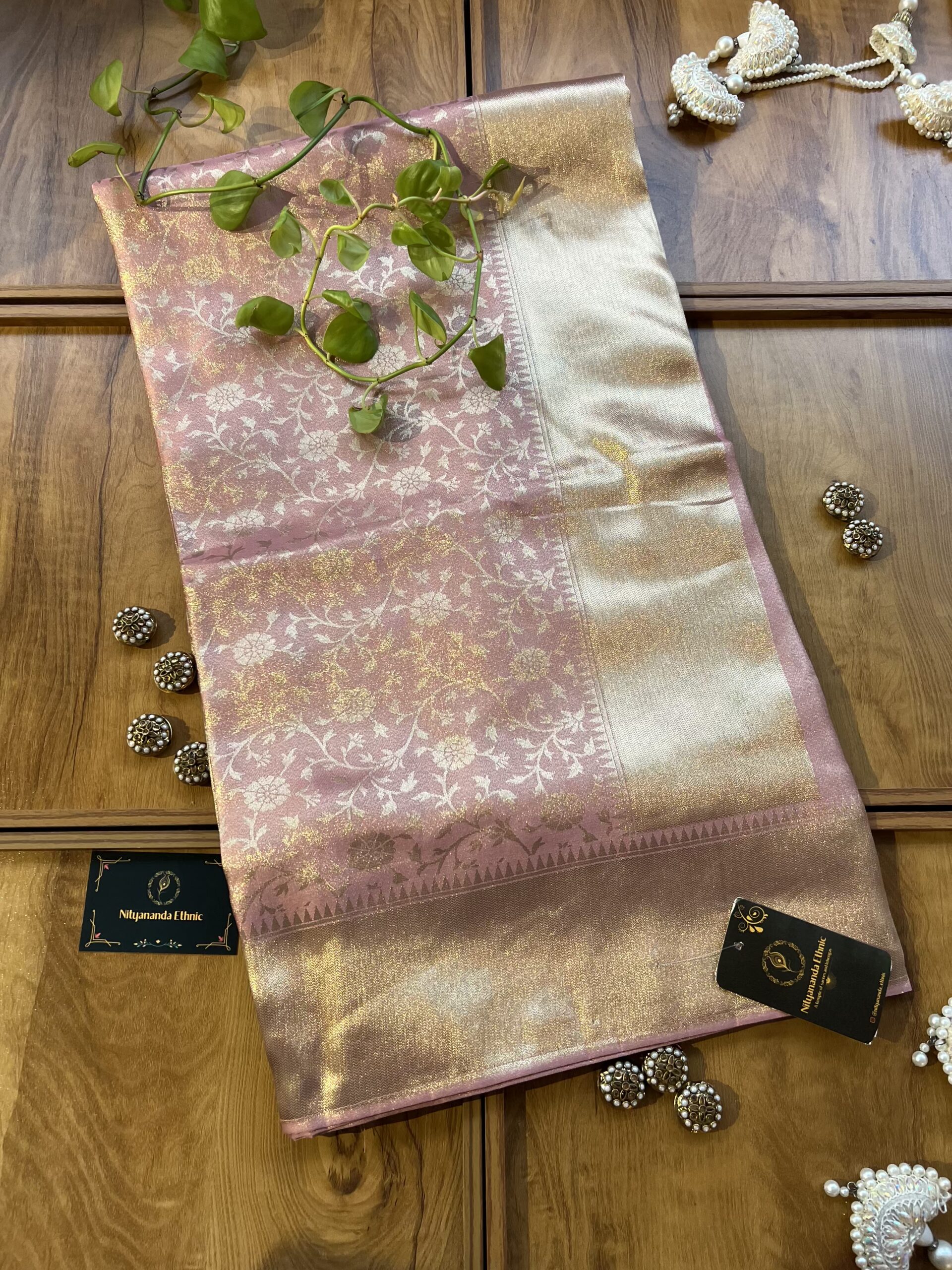 Peach Silk Motifs Artwork Woven Saree