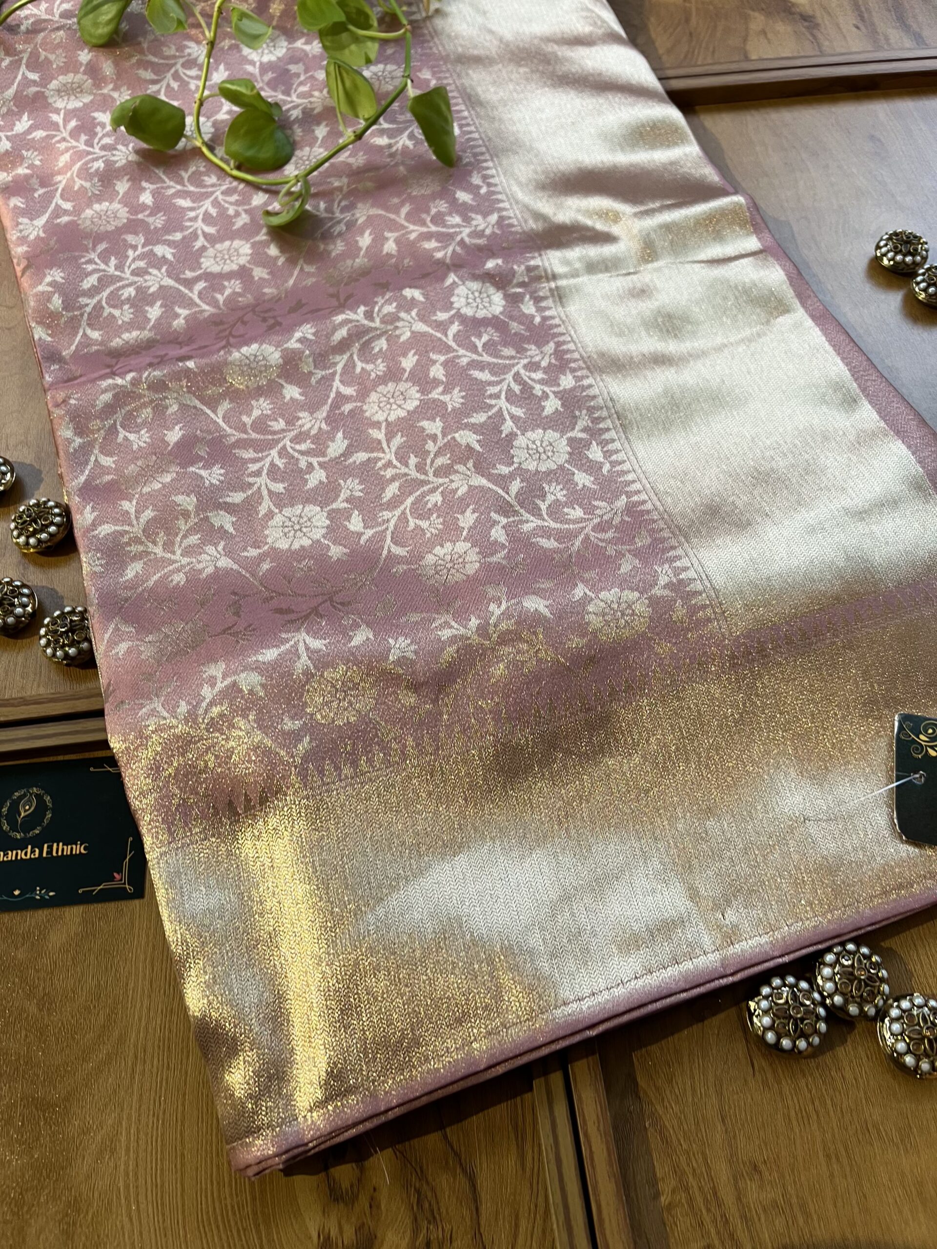 Peach Silk Motifs Artwork Woven Saree - Image 2