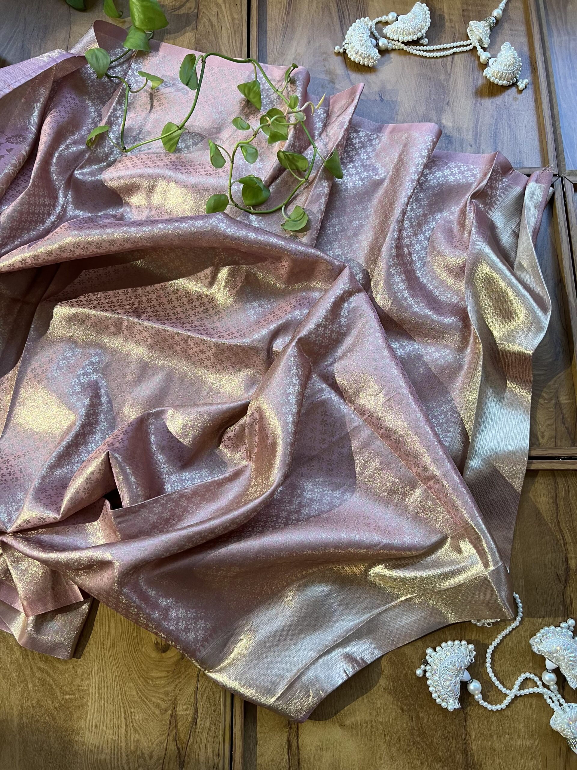 Peach Silk Motifs Artwork Woven Saree - Image 6