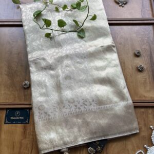 Cream Gold Silk Motifs Artwork Woven Saree