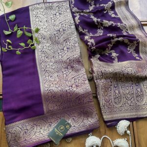 Purple Gajji Silk Heavy Aanchal Saree with Heavy Dupatta