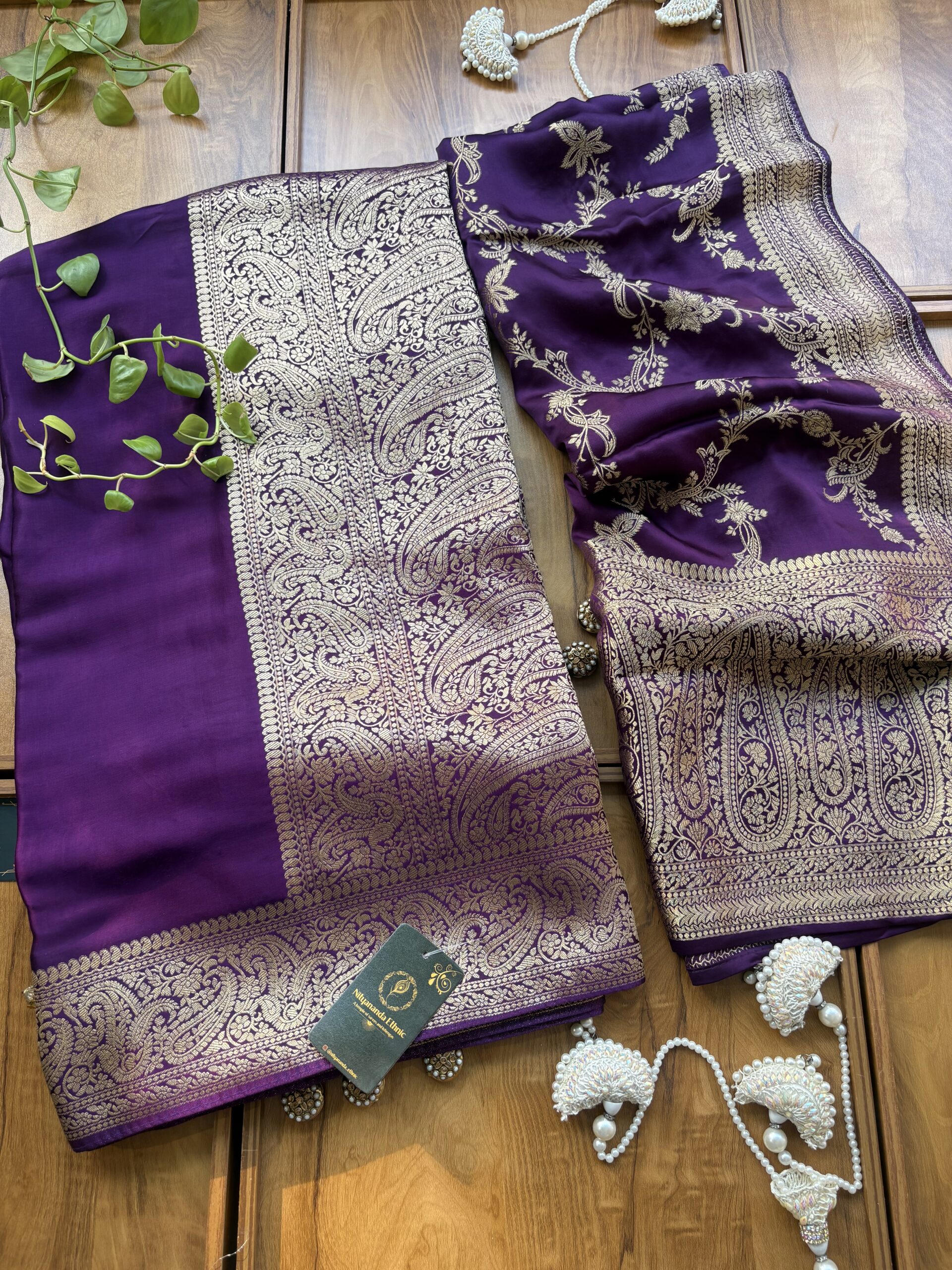 Purple Gajji Silk Heavy Aanchal Saree with Heavy Dupatta