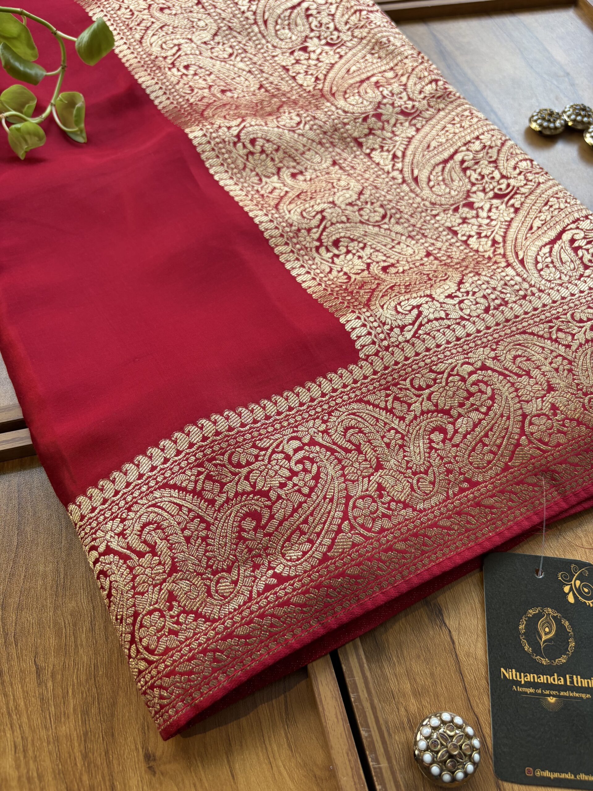 Red Gajji Silk Heavy Aanchal Saree with Heavy Dupatta - Image 3