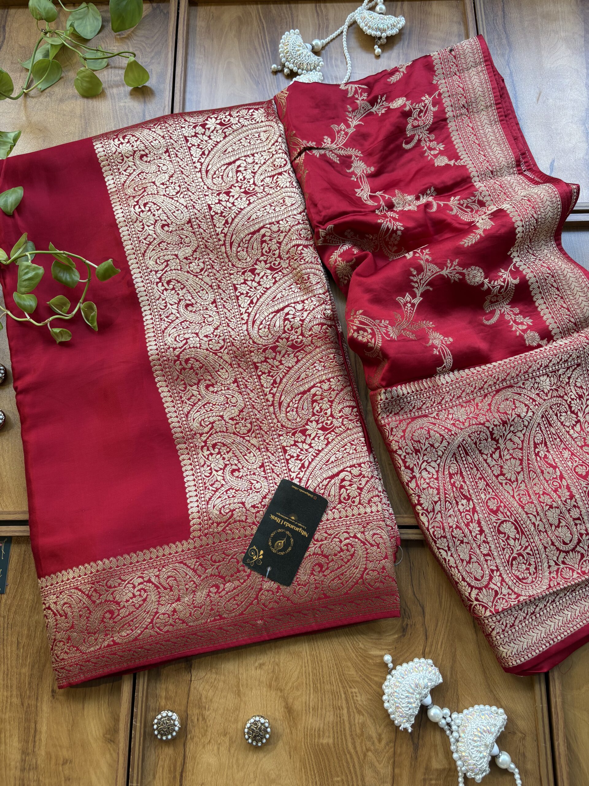 Red Gajji Silk Heavy Aanchal Saree with Heavy Dupatta