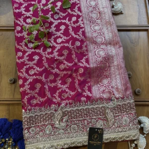 Rani Satin Maharani Heavy Royal Border Jadau Handwork Saree