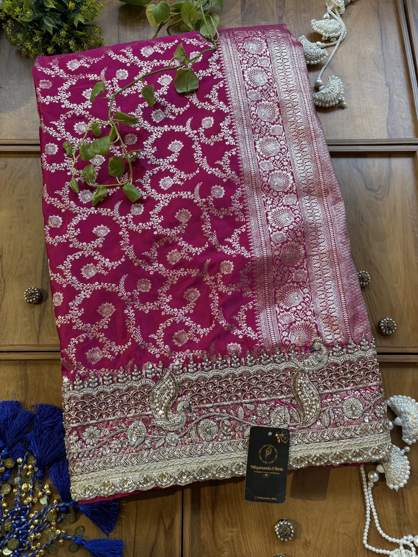 Rani Satin Maharani Heavy Royal Border Jadau Handwork Saree