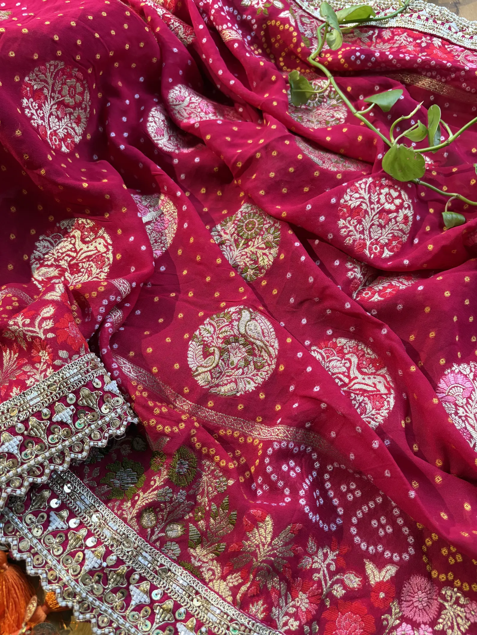 Rani Khaddi Georgette Heavy Motifs Handwork Border Saree - Image 6